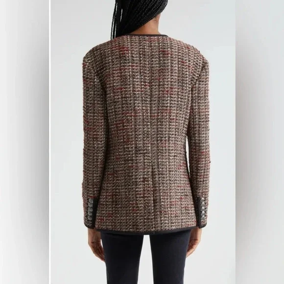 NEW Veronica Beard Watkins Dickey Tweed Collarless Jacket Grey Multi | size 2 - Picture 5 of 15